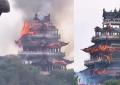 Cina, incendio devasta tempio in legno di Yongqing risalente a 1500 anni fa, fiamme divampate da incenso e candele provocate da turista - VIDEO