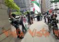 Bandiere Palestina sventolate per le vie di New York da un gruppo di attivisti