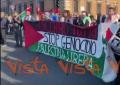 La fetta di cocomero, diventata simbolo della Palestina, sfila al corteo pro Gaza a Roma