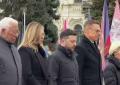 I leader dell'Unione Europea a piazza Maidan a Kiev per i quattro anni della guerra in Ucraina