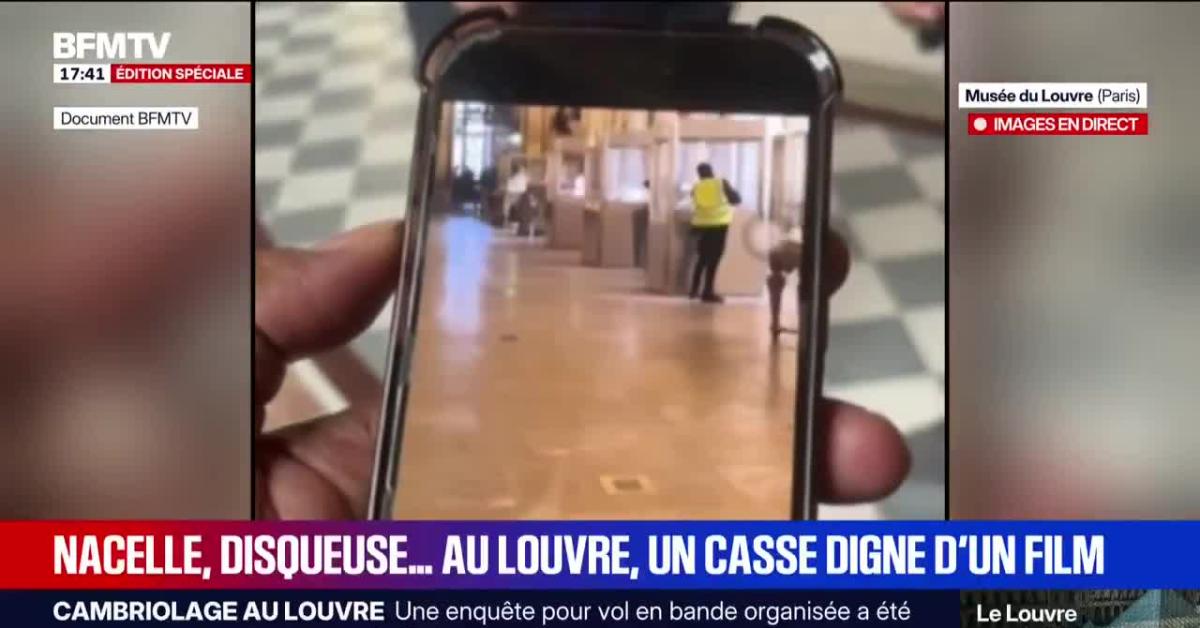 Parigi, il VIDEO del furto al Louvre: ladro travestito da operaio con gilet giallo armeggia su teca con smerigliatrice angolare Parigi, il VIDEO del furto al Louvre: ladro travestito da operaio con gilet giallo armeggia su teca con smerigliatrice angolare