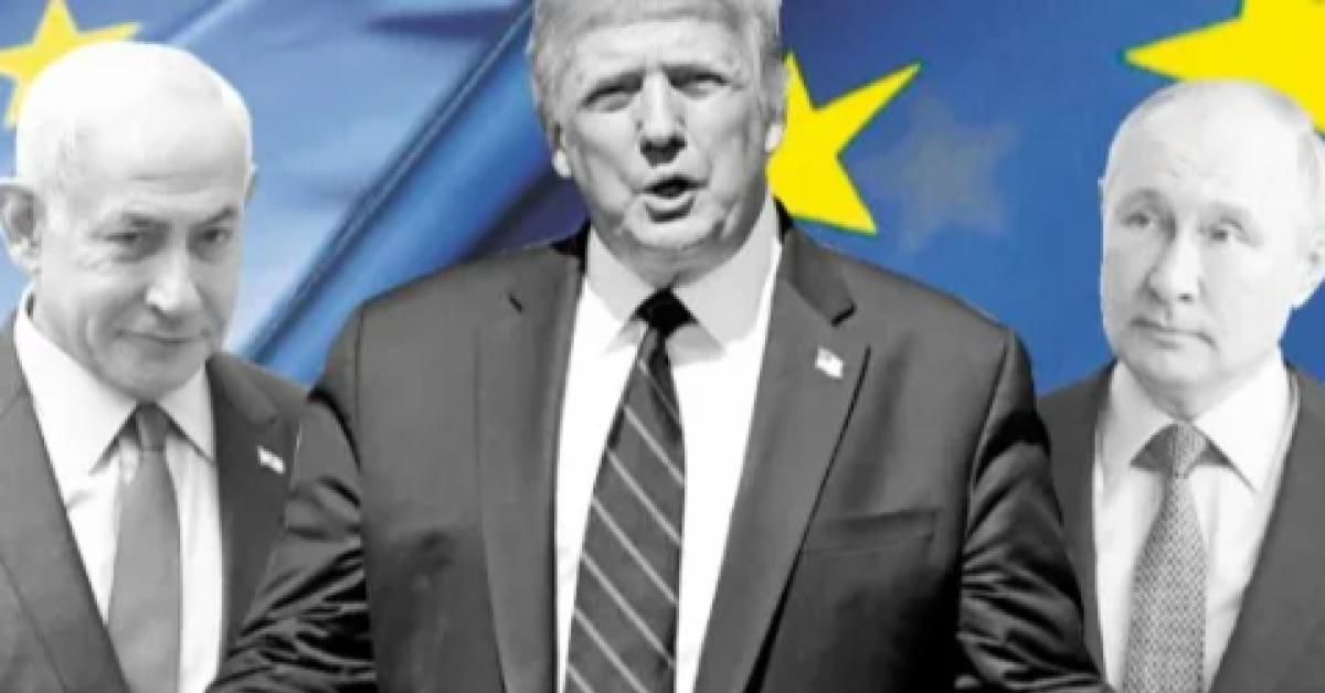 la squallida zona grigia delle 233lite occidentali pronte a una guerra con la russia ma collaborazioniste col criminale di guerra netanyahu