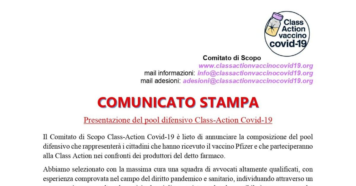 vaccino covid nominato pool difensivo della class action covid 19 a tutela di chi ha subito danni da siero pfizer presente anche avv sinagra