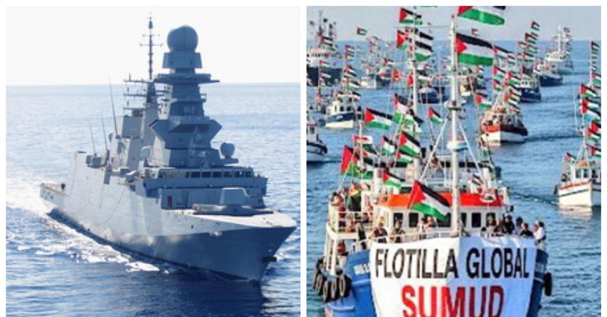 flotilla l italia abbandona le imbarcazioni a 150 miglia da gaza fregata alpino si ritira rimane scorta marina militare spagnola e turca
