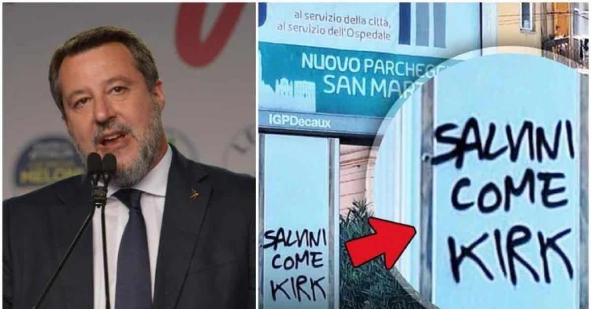 genova apparso murale con scritta salvini come kirk in corso europa il vicepremier nessuna paura le minacce non ci fermeranno