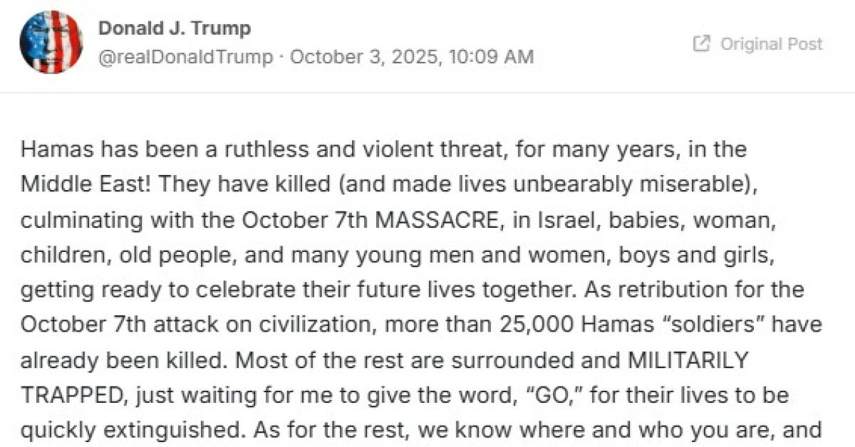 gaza trump scalpita e d224 nuovo ultimatum ad hamas accettate piano entro domenica 5 ottobre ore 18 altrimenti si scatener224 l inferno
