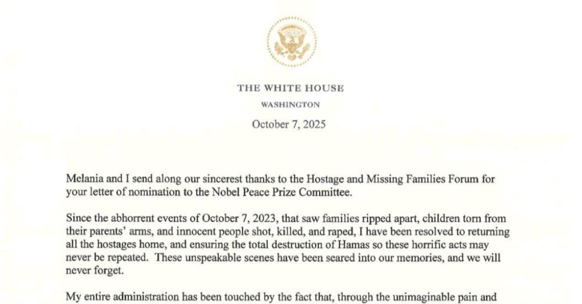 7 ottobre, la LETTERA di Trump in risposta a famiglie degli ostaggi: "Lavorerò per la pace attraverso la forza, in Medio Oriente e nel resto del mondo"