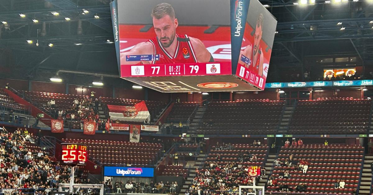 Eurolega, Olimpia Milano-Monaco 79-82, seconda sconfitta consecutiva per l’EA7; coach Messina: “Partita difficile, nel finale chance di vincere”