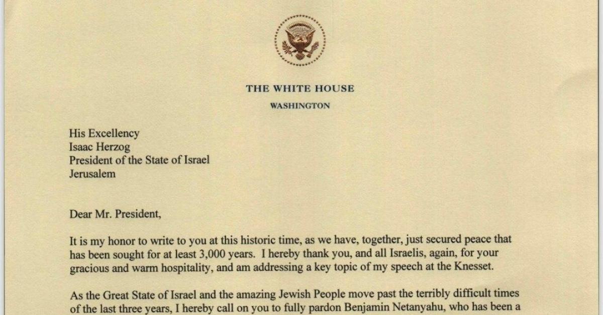 usa trump insiste e scrive a herzog grazia netanyahu presidente israeliano frena serve procedura formale la lettera