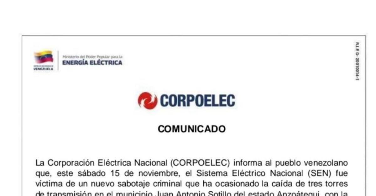 Venezuela, azienda Corpoelec denuncia "sabotaggio" contro 3 torri trasmissione, repubblicano Gimenez: "Attentato fatto per incolpare Usa" DOCUMENTO Venezuela, azienda Corpoelec denuncia "sabotaggio" contro 3 torri trasmissione, repubblicano Gimenez: "Attentato fatto per incolpare Usa" DOCUMENTO