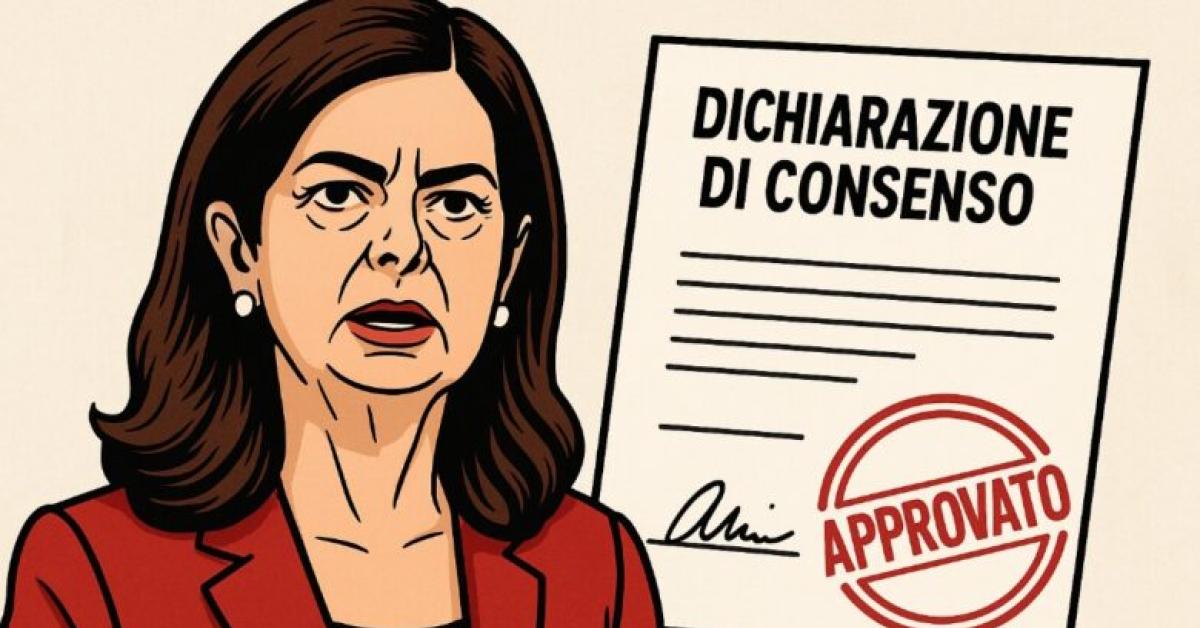 Consenso rapporti sessuali, i meme: da Boldrini che timbra dichiarazione accettazione amplesso a donna che dopo 12 minuti “non rinnova assenso”