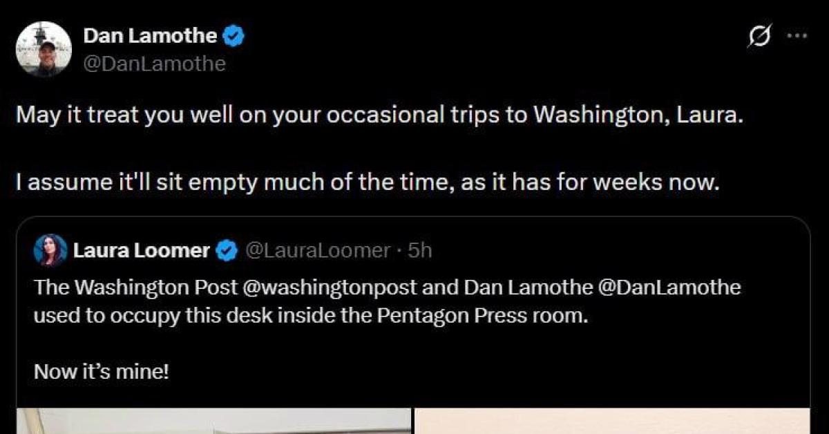 Pentagono, MAGA Loomer ottiene ufficio di giornalista Lamothe del WP dopo restrizioni sui media, lei: "È mio", lui: "Resterà vuoto tutto il tempo"