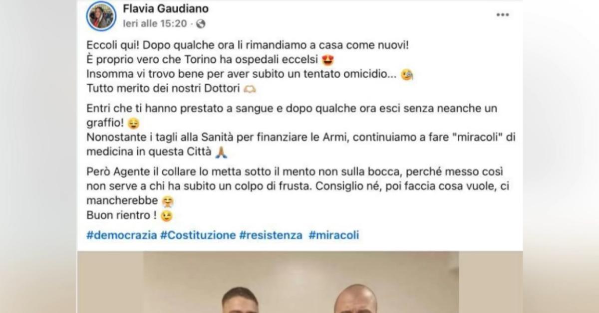 rivalta consigliera di sinistra flavia gaudiano ironizza su poliziotti feriti a torino a casa senza graffi lega si dimetta