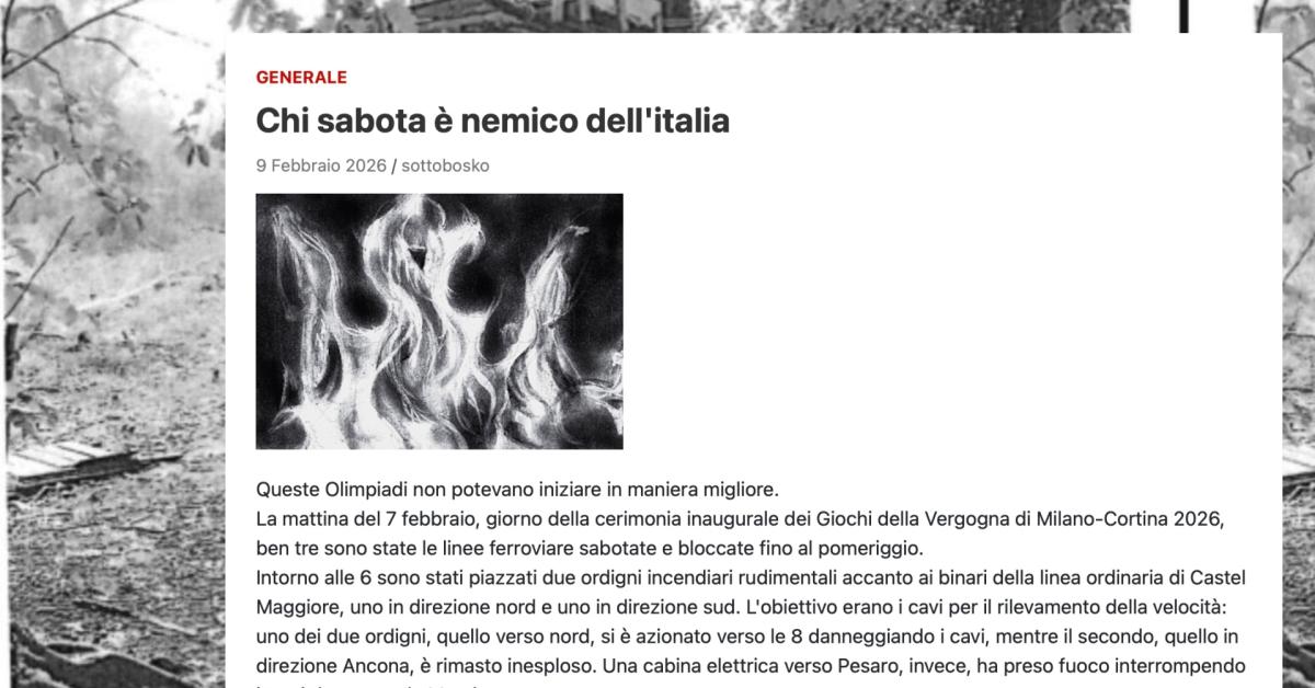 sabotaggi treni ordigni fatti con bottiglie infiammabili la rivendicazione dell attacco su sottoboskonoblogs fuoco alle olimpiadi