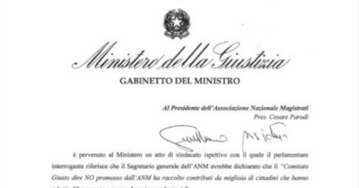 referendum 2026 ministero giustizia scrive all anm chiedendo nomi di finanziatori del comitato del no opposizioni atto intimidatorio