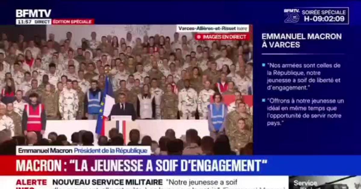 Francia, Macron Napoleon: "Da 2026 leva volontaria di 10 mesi per 3mila giovani di 18 19 anni; obiettivo è 50mila unità entro 2035" VIDEO Francia, Macron Napoleon: "Da 2026 leva volontaria di 10 mesi per 3mila giovani di 18 19 anni; obiettivo è 50mila unità entro 2035" VIDEO