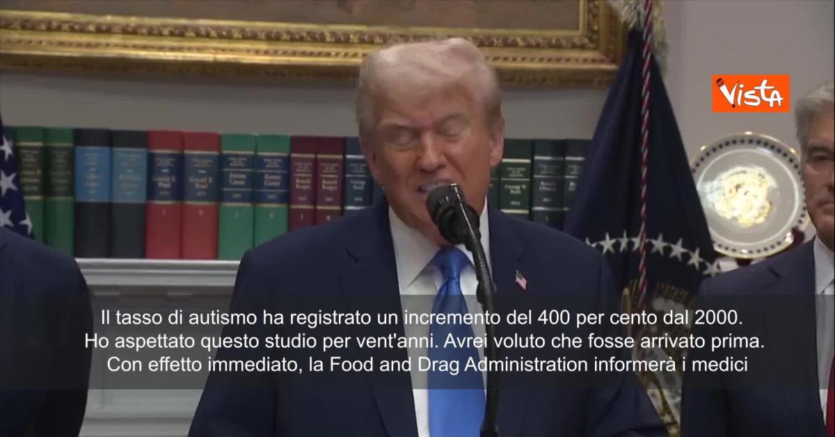 Usa, Trump: "Autismo causato da paracetamolo Tylemol, no a donne in gravidanza, nessun motivo per vaccinare neonati contro epatite B"   VIDEO