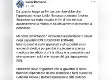 Andrea Stramezzi ricoverato, Luca Romano incita all'odio su Facebook: "Appestato no-vax lurido filorusso, fuori dall'ospedale"