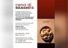 Milano, il 24 marzo cena solidale in favore delle famiglie del Libano sfollate, ricavato devoluto a Croce Rossa Libanese