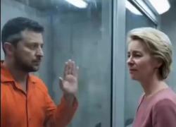 Ucraina, "Zelensky in prigione dopo la guerra: von der Leyen e Merz gli portano mazzette, Trump e Putin delle saponette mentre ridono" - VIDEO AI