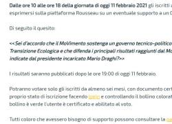 Rousseau, quesito governo Draghi tendenzioso. Casaleggio: "Lo ha scelto Crimi"