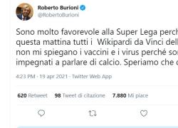 Superlega, Burioni: "Favorevole perché così nessuno mi spiega più i vaccini"