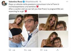 Valentino Rossi diventa papà. L'annuncio sui social con le FOTO del pancione
