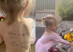 Ucraina, salva la bambina con scritta sulla schiena: è in Francia