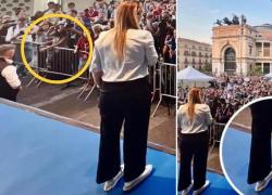 Meloni posta foto deformata in cui sembra che abbia i piedi giganti