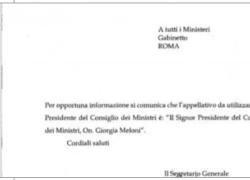 Giorgia Meloni decide di essere chiamata "il signor presidente del Consiglio": la comunicazione ai ministeri
