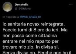 Reintegro medici "no-vax", la denuncia sui social: "Posso visitare un mio parente solo se in divisa, perchè non ho il green pass"