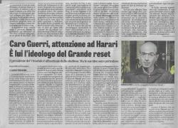 Caro Guerri, attenzione ad Harari. E' lui l'ideologo del Grande reset 