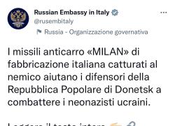 Missili anticarro Milan, l'Ambasciata russa in Italia: "Catturati, li ha forniti Roma a Kiev"