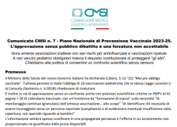 Convegno CMSi su Piano Nazionale di Prevenzione Vaccinale  2023-2025: "Scienza e discernimento, per non ripetere errori passati"