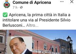 Apricena, via intitolata a Silvio Berlusconi: il comune di Foggia è il primo in Italia