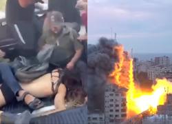 Guerra Israele, ragazza tedesca rapita da Hamas e fatta sfilare seminuda su un carro; Tel Aviv bombarda palazzine civili a Gaza - VIDEO choc