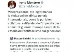 Gaza, Salvini contro il ministro spagnolo Irene Montero: "Non riuscite neanche a condannare Hamas". Il marito Pablo Iglesias: "In Italia governo di fascisti e codardi come te"
