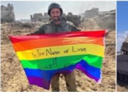 "In the name of love". La ridicola bandiera arcobaleno tra le macerie di Gaza, simbolo dei capricci di consumo individualistici