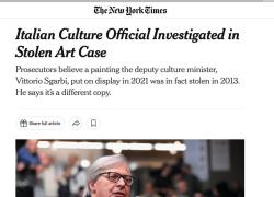 Sgarbi sul New York Times per il quadro, il presunto furto d'arte del critico più amato dalle capre anche oltreoceano
