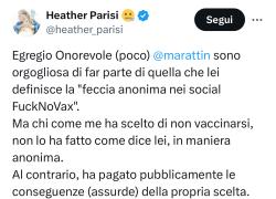 Lettera a Luigi Marattin: "Orgogliosa di far parte della 'feccia anonima nei social FuckNoVax', ho pagato le conseguenze ma sono libera a differenza sua"