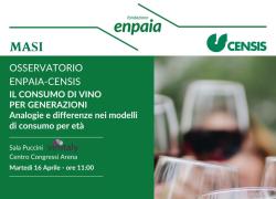Al Vinitaly la presentazione dell’Osservatorio Enpaia-Censis “Il consumo di vino per generazioni: analogie e differenze nei modelli di consumo per età”