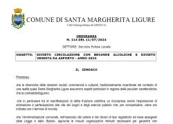 Santa Margherita Ligure, virata del neo-sindaco Caversazio al decoro urbano, no al costume fuori dalla spiaggia, vietati alcolici di notte - PDF ORDINANZA