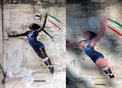 Roma, murales di Laika dedicato a Paola Egonu 'sbianchettato': rosa sulla pelle dell'atleta e volto oscurato, cancellata la scritta "italianità"