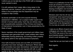 UK, dimissioni del diplomatico FCDO Mark Smith per le continue vendite di armi a Israele: "A Gaza complici del genocidio e dei crimini di guerra delle Idf" - LA LETTERA
