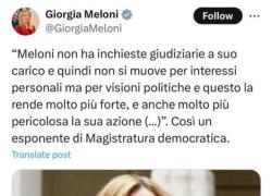 Meloni posta la mail choc del giudice Patarnello contro di lei: "Più pericolosa di Berlusconi perché non si muove per interessi personali, dobbiamo porre rimedio"