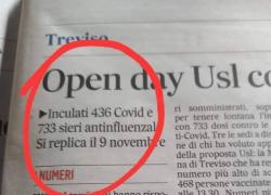 Vaccino Covid, “inculate 436 persone col siero”, errore di battitura o outing su effetti avversi de Il Gazzettino?