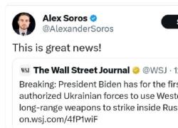 Soros Jr giubila per il fatto che l'Ucraina potrà ora utilizzare armi a lungo raggio contro la Russia: una reazione indecente