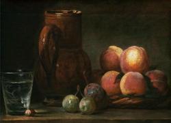 “Frutta, brocca e bicchiere", un’opera tipica del maestro francese Jean Siméon Chardin