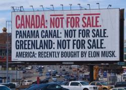 Usa, "Canada, Panama e Groenlandia non sono in vendita mentre gli Stati Uniti sono stati comprati da Musk", il cartellone virale