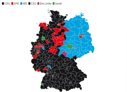 Elezioni Germania 2025, il paese torna al 1989, l'Est all'AfD con Berlino divisa in due, l'ovest alla Cdu, la Baviera alla Csu, la mappa del voto
